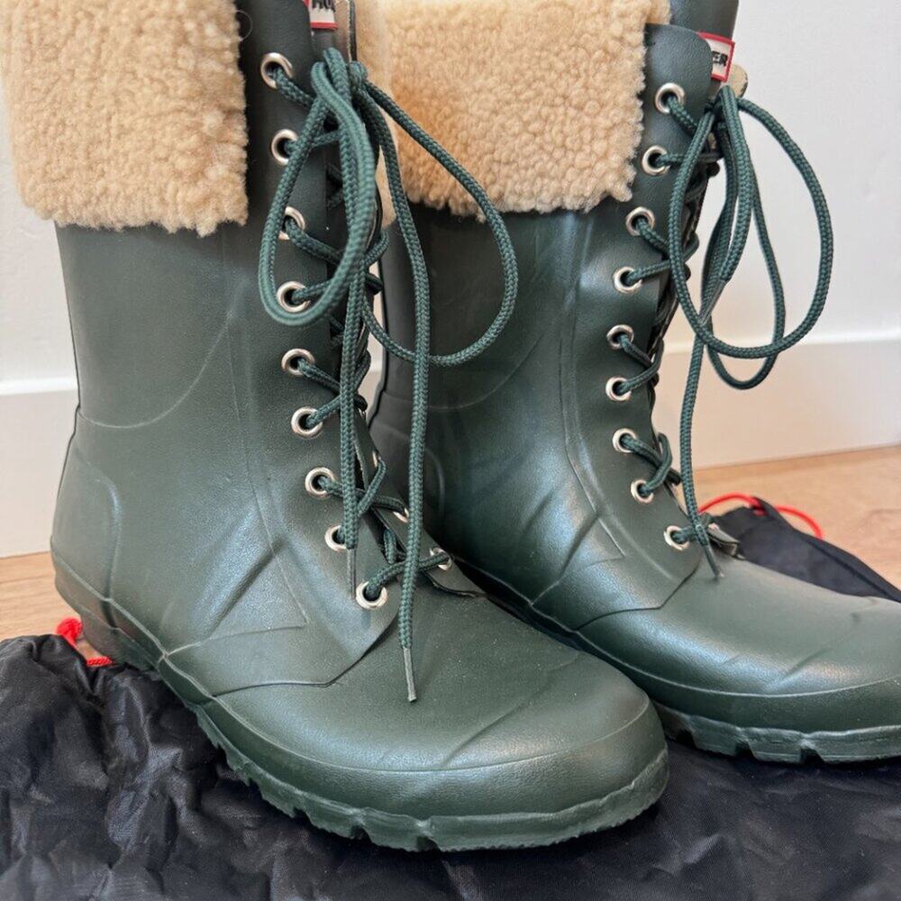 Hunter Adley Lace-Up Waterproof Boots – Forest Green (Women’s 9) - Picture 7 of 9